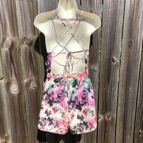 NWT Parker Large Romper Jumpsuit Sleeveless Watercolor Oasis Scout Shorts Mini - Picture 9 of 12